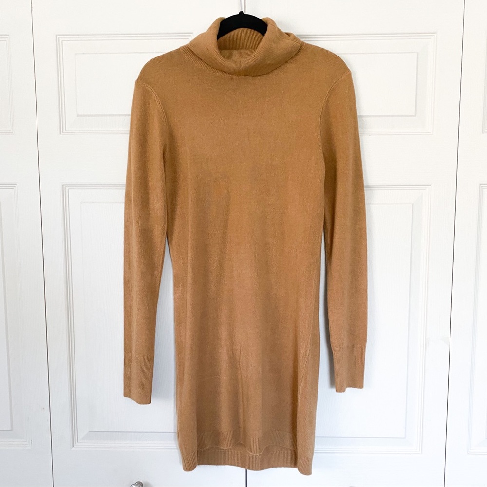 Forever 21 brown tan long sleeve turtleneck sweater dress tunic